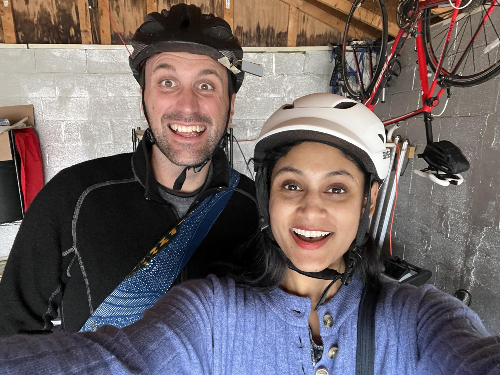 Daniel got Chandini into riding bikes somehow and they’re now a biker family. Still trying to figure out how to get their dog Oliver on a bike…