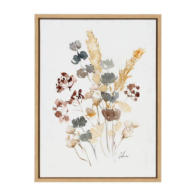 18" x 24" Sylvie Wild Salvia Framed Wall Canvas by Sara Berrenson Natural - Kate & Laurel All Things Decor