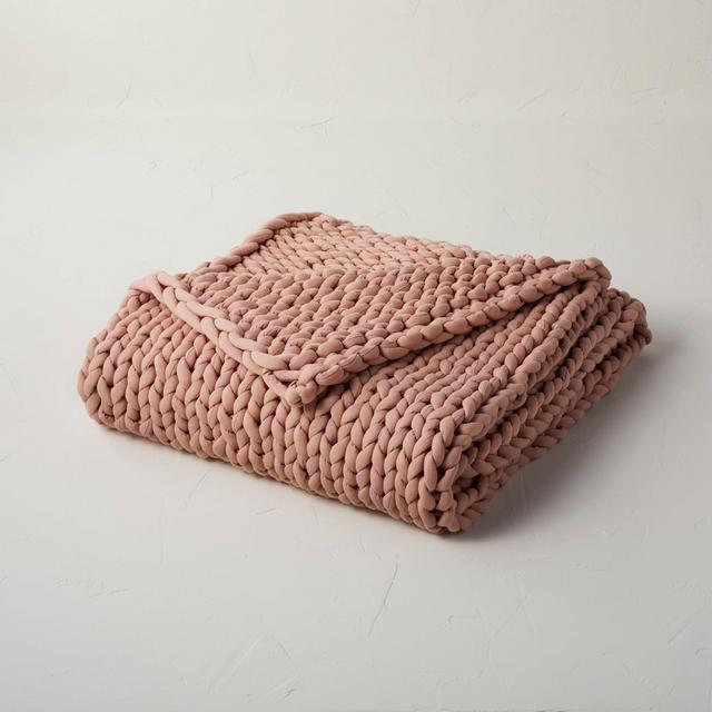 50"x70" 12lbs Solid Knit Weighted Blanket Blush - Casaluna™