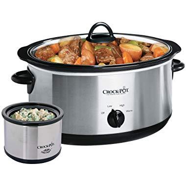 Crockpot SCV803-SS 8 quart Manual Slow Cooker with 16 oz Little Dipper Food Warmer, Stainless Steel