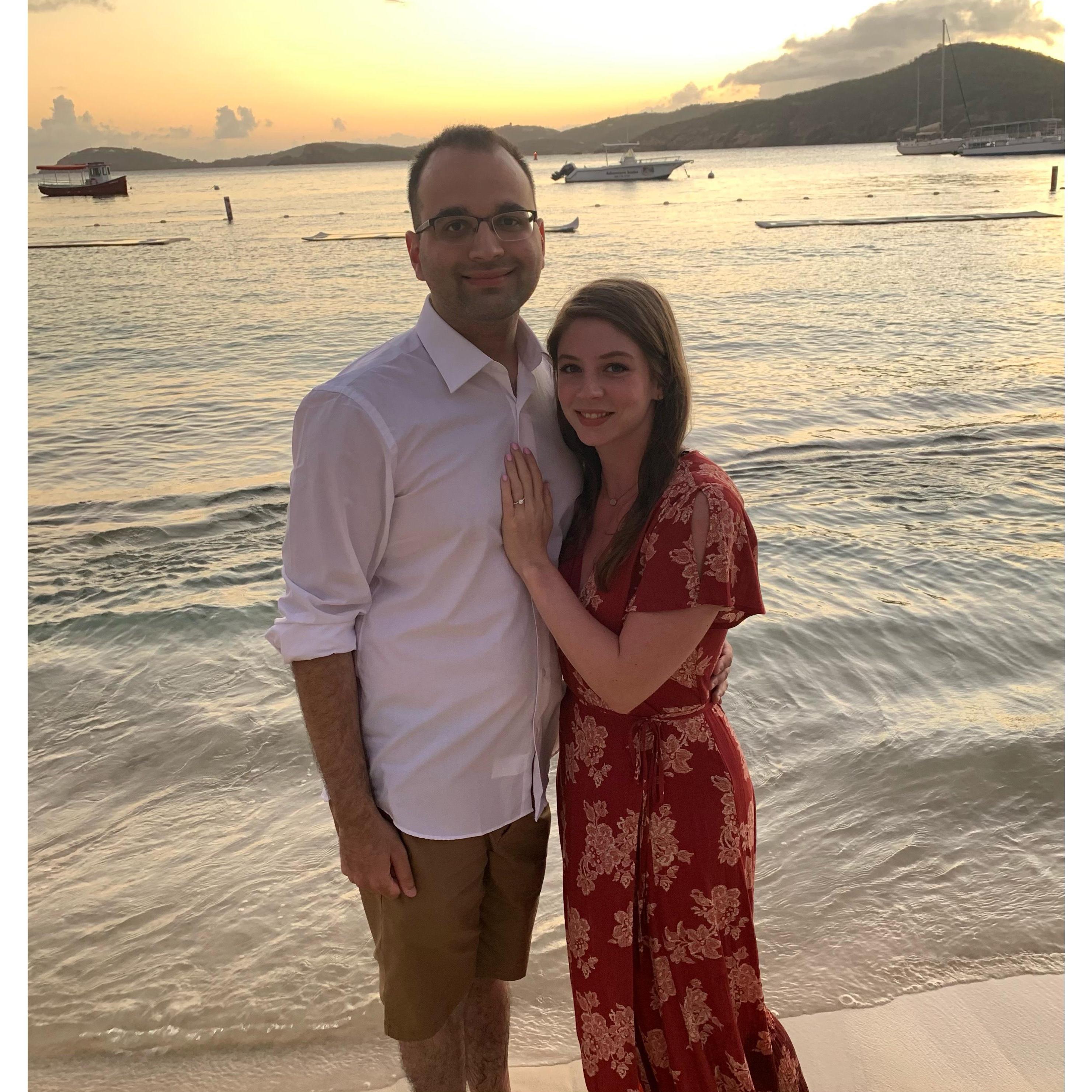 We got engaged at sunset on a private beach in St. Thomas! <3