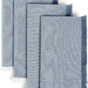 Over&Back Woven Frayed Chambray Cotton Cloth Napkins