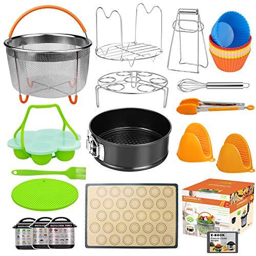 Upgraded 28pcs Accessories for Instant Pot Compatible with Pressure Cooker 5,6,8 Qt, Includes Steamer Basket, Springform Pan, Non-Stick Silicone Egg Bites Mold, Baking Mat,12 Baking Cup(Ebook RECIPES)