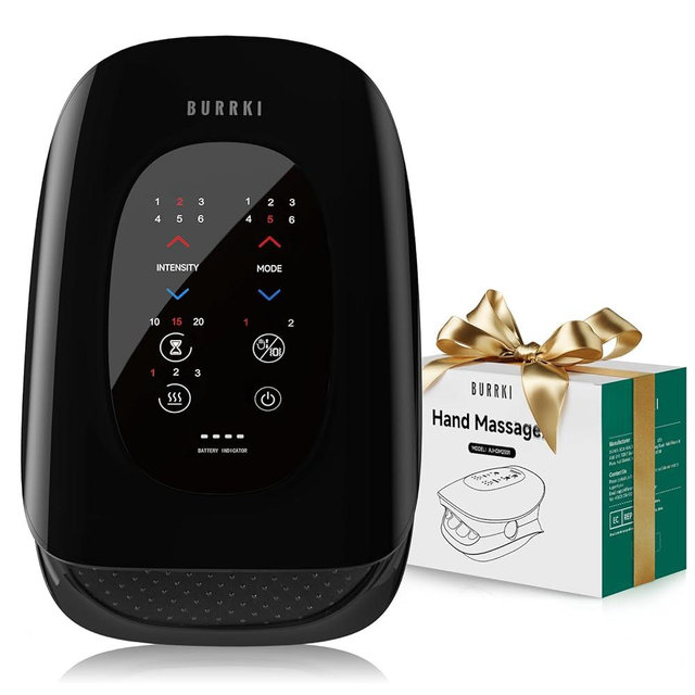 Burrki Hand & Wrist Massager with Heat and Finger Stretching Massage, Cordless Hand Massager for Arthritis and Carpal Tunnel, Mothers Day Birthday Gifts for Mom Women Men Her
