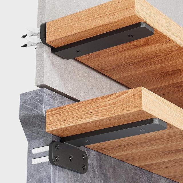 JZVXX 8Pack 6'' Shelves Brackets, Wood Shelving Brackets Hardware - 6/8/10/12 Inch - Rustic Bracket for Supporting Wooden Boards (8, 6inch)