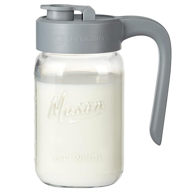 Spreccio 32 oz Glass Pitcher with Lid, 1 Quart Mason Jar Pitcher with Lid Airtight, Breast Milk Storage for Fridge, Ideal for Cold Brew Coffee, Iced Tea, Sun Tea, Juices