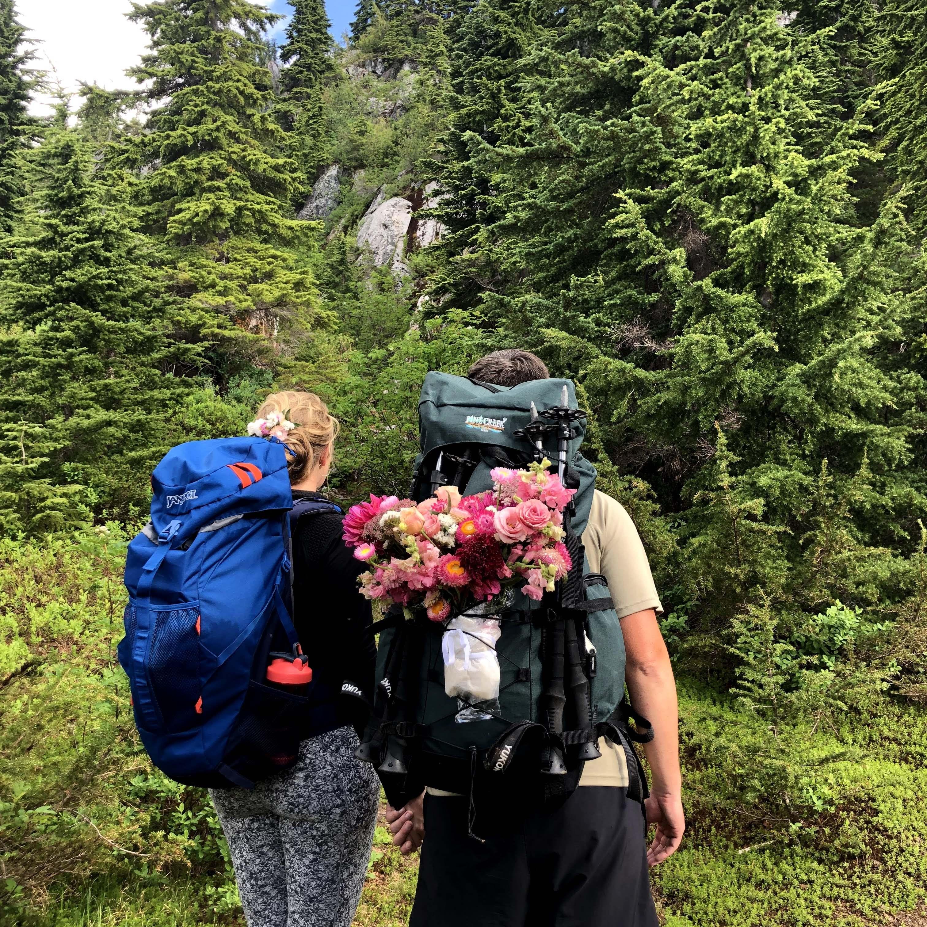En route up Washington's Mt. Pilchuck to help unite Catherine and Jon in marriage. 2021.