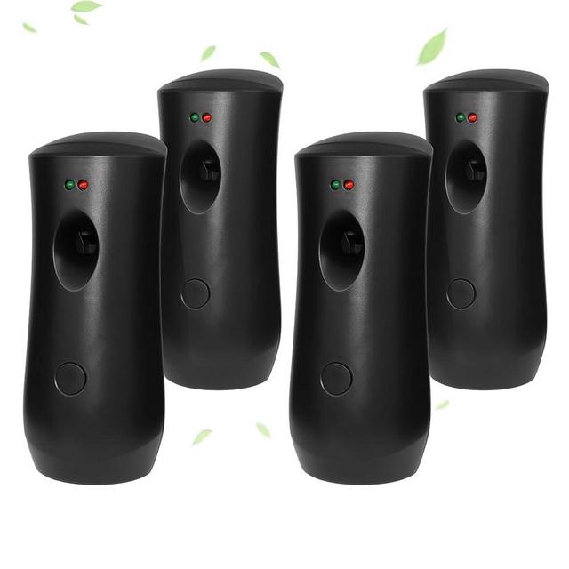 (4-Pack) Automatic Fragrance Dispenser,Automatic Air Freshener Spray Dispenser,Free Standing or Wall Mounted for Home, Indoor, Bathrooms, Offices, Hotels and Commercial Places (Black)