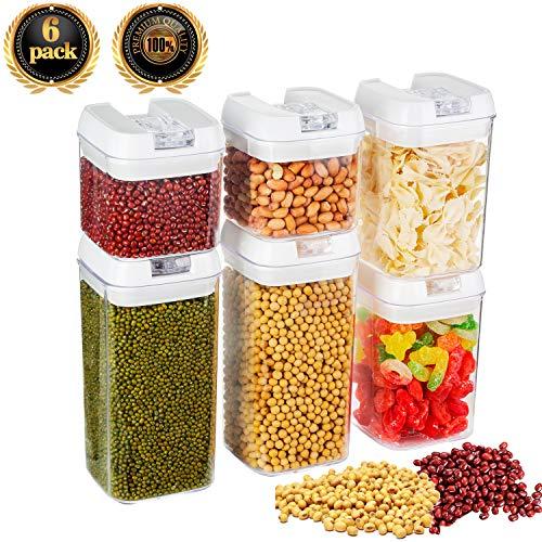 Food Storage Container with Lids Airtight Cereal Sealed Plastic Container Durable Transparent Keep Dry Fresh 6 Piece Set