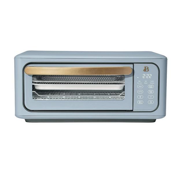 Beautiful 9-Slices Infrared Air Fry Toaster Oven, 1800W, Digital Display, Convection Cooking, 10 Preset Functions by Drew Barrymore (Cornflower Blue)