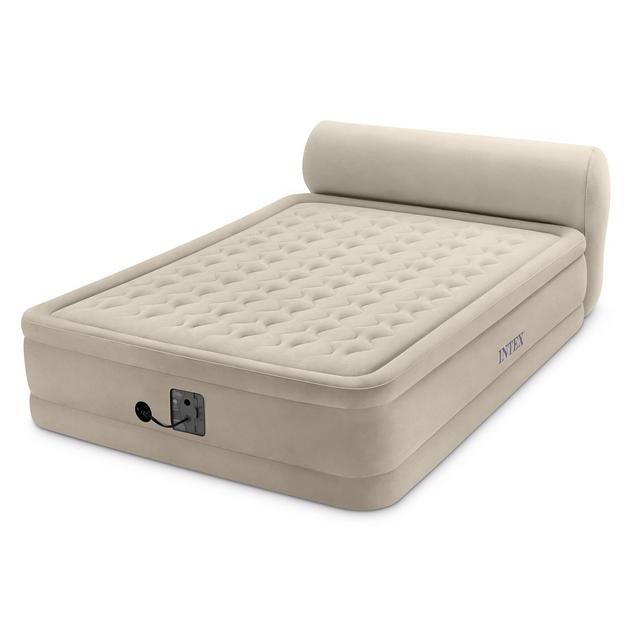 Intex Queen 18" Durabeam Ultra Plush Headboard Airbed Mattress with Internal Pump