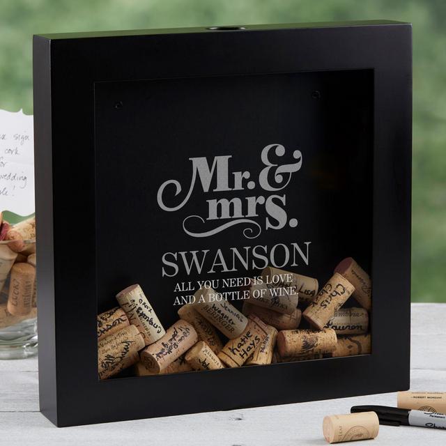 The Happy Couple Wine Cork Shadow Box