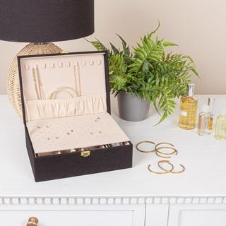 2-Layer Jewelry Organizer Box with Clasp Closure