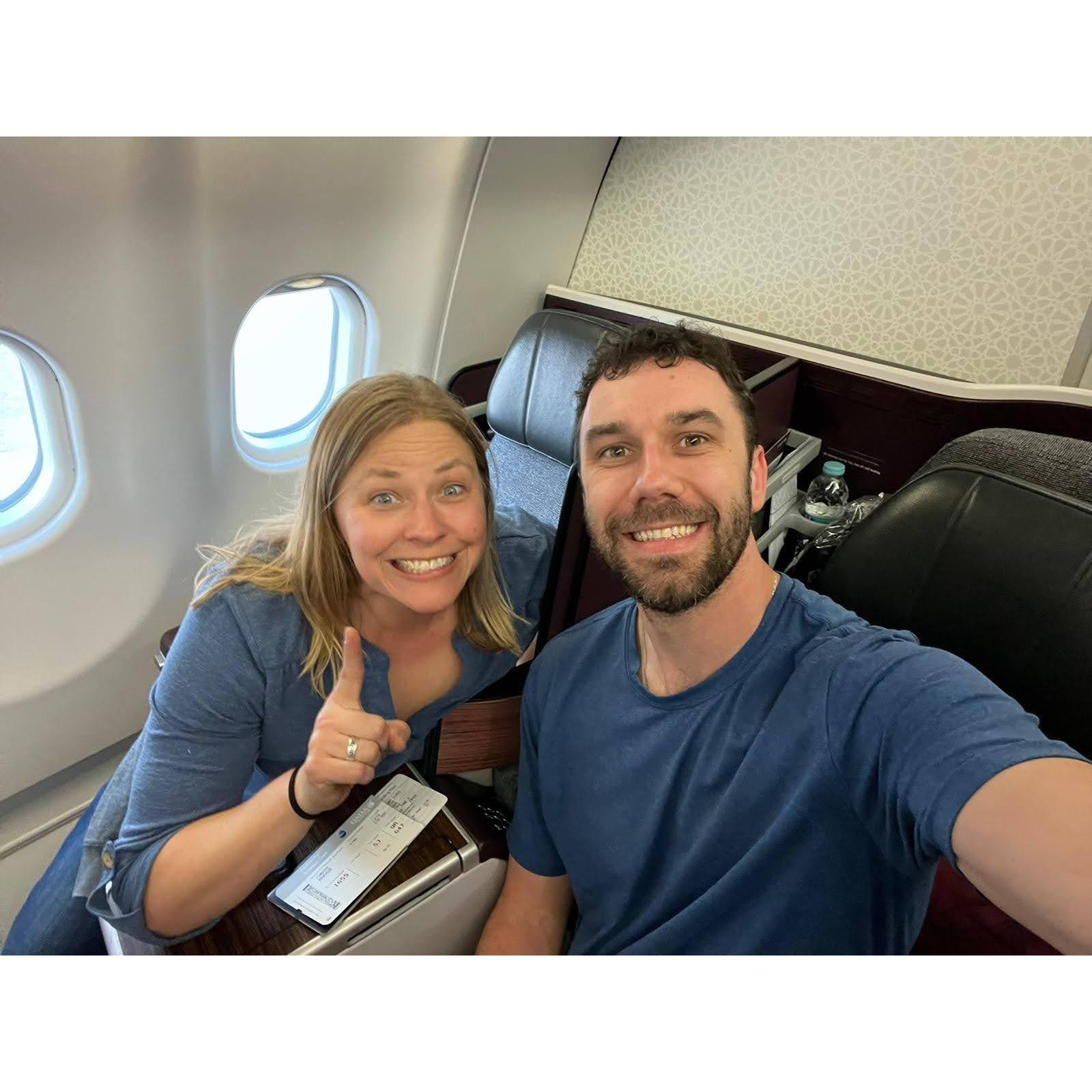 Excited for a surprise upgrade to 1st class for the flight out of Nepal this year! What a blessing!