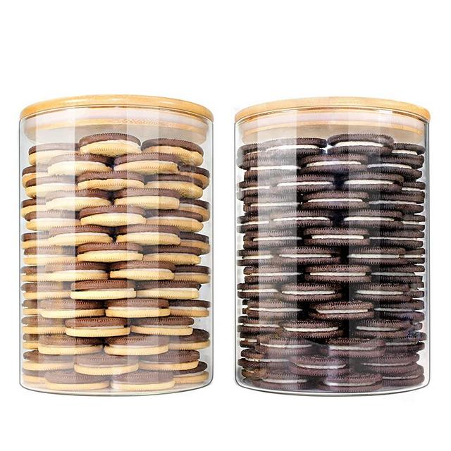 Glass Jars with Bamboo Lids EcoEvo, Glass Food Jars and Canisters Sets, 2 Pack of 100oz