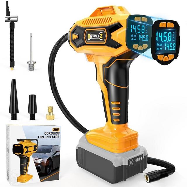 Cordless Tire Inflator Air Compressor for Dewalt 20V Max Battery, Portable Handheld Air Pump with Digital Pressure Gauge for Cars Motorcycles Bikes Sport Balls(Battery Not Included) (160psi)