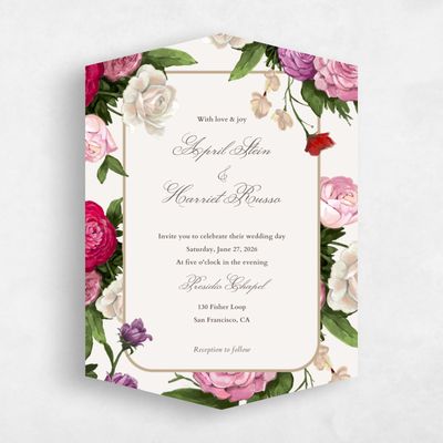Beige Diamond Wedding Invitation - Eleganza Portrait