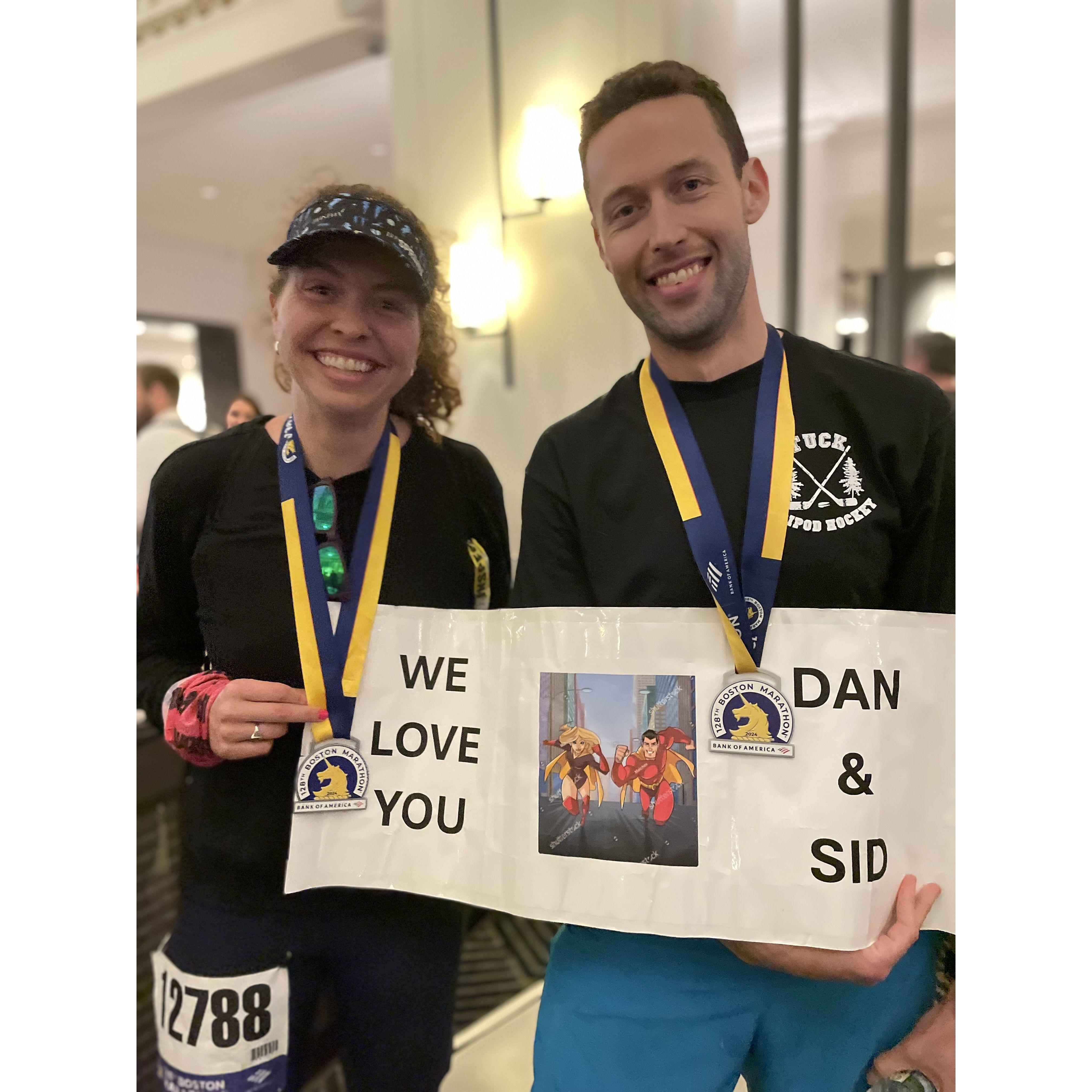 Boston Marathon finishers despite the heat!