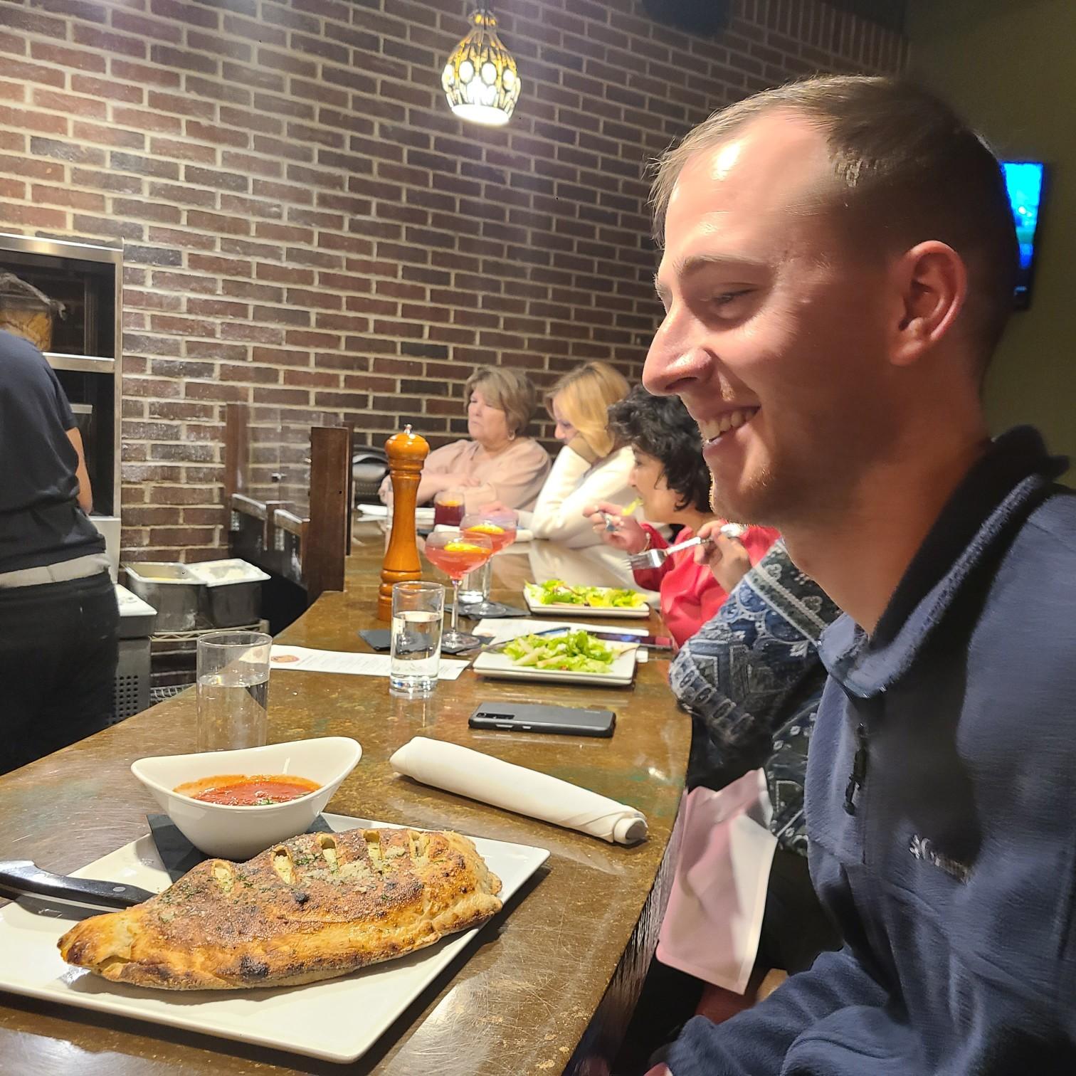 He demolished that calzone and I was so impressed.