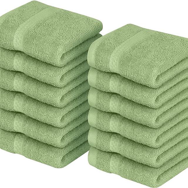 Utopia Towels [12 Pack] Premium Wash Cloths Set (12 x 12 Inches) 100% Cotton Ring Spun, Highly Absorbent and Soft Feel Essential Washcloths for Bathroom, Spa, Gym, and Face Towel (Sage Green)