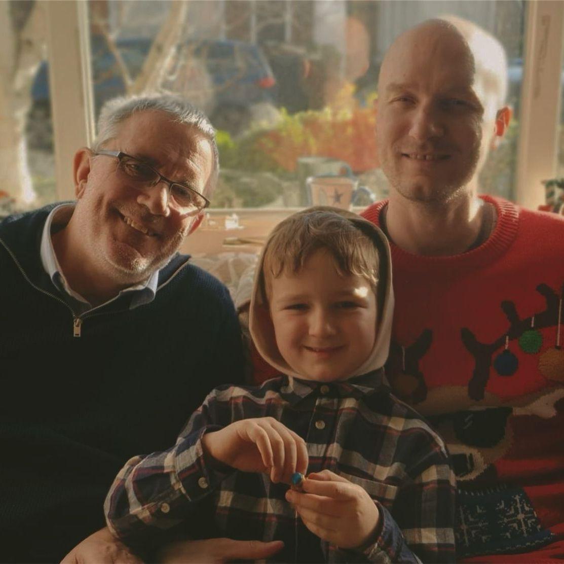 Dad with his son-in-law, Mike and grandson Gabe!