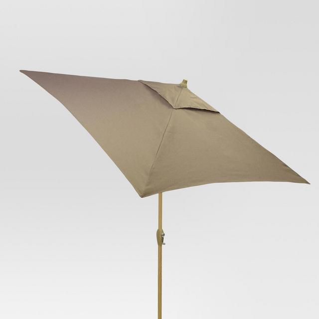 6.5' Square Umbrella - Taupe - Light Wood Finish - Threshold™