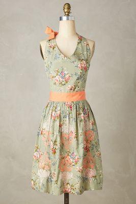 Hand-Embroidered Damask Apron