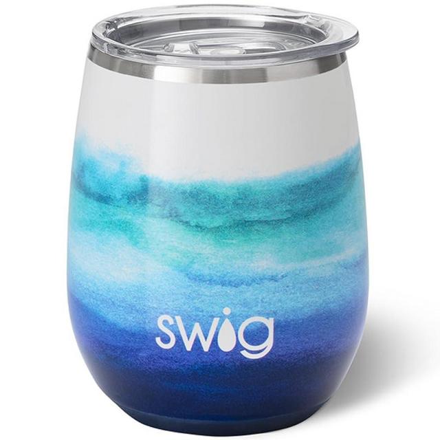 Swig 14oz Wine Tumbler | Insulated Wine Tumbler with Lid, Dishwasher Safe, Stainless Steel Wine Tumblers for Women, Insulated Wine Cups, Outdoor Wine Glasses, Travel Wine Glass (Sapphire)