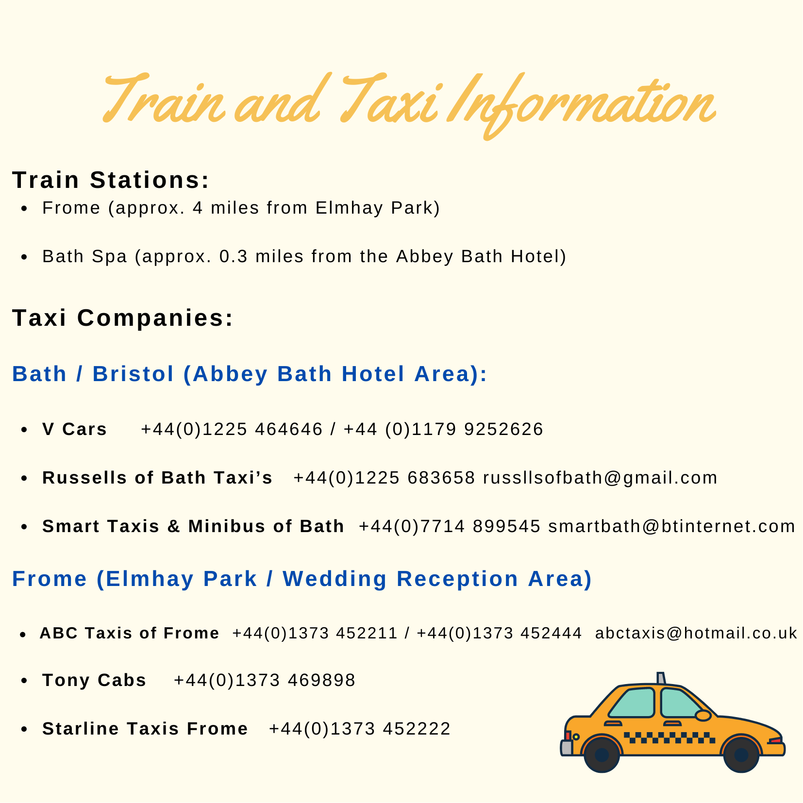 Taxi / Transportation Information