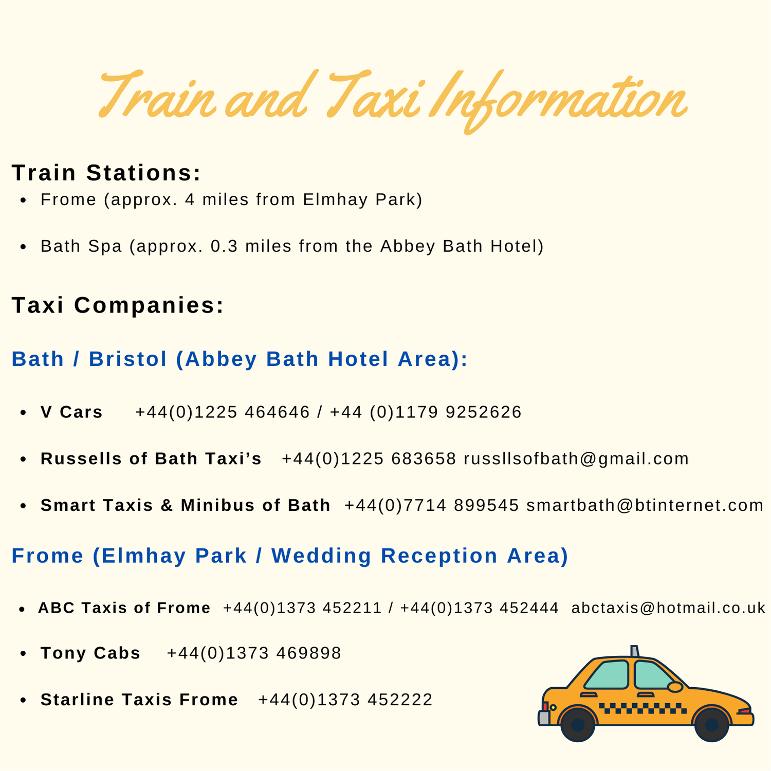 Taxi / Transportation Information
