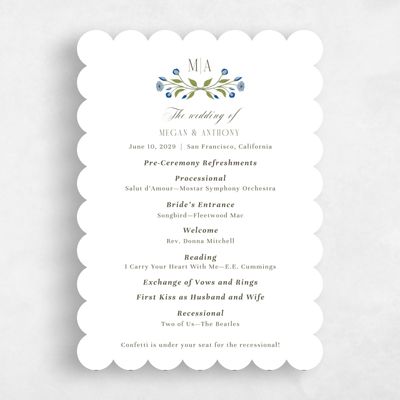 White Scalloped Wedding Program - Feuille