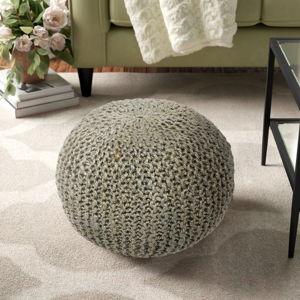 Marah 20" Wide Round Pouf Ottoman - Light Gray