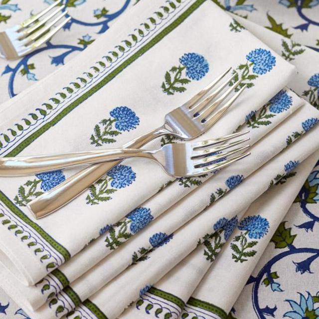 Moonlit Taj ~ White Floral Dinner Table Napkins