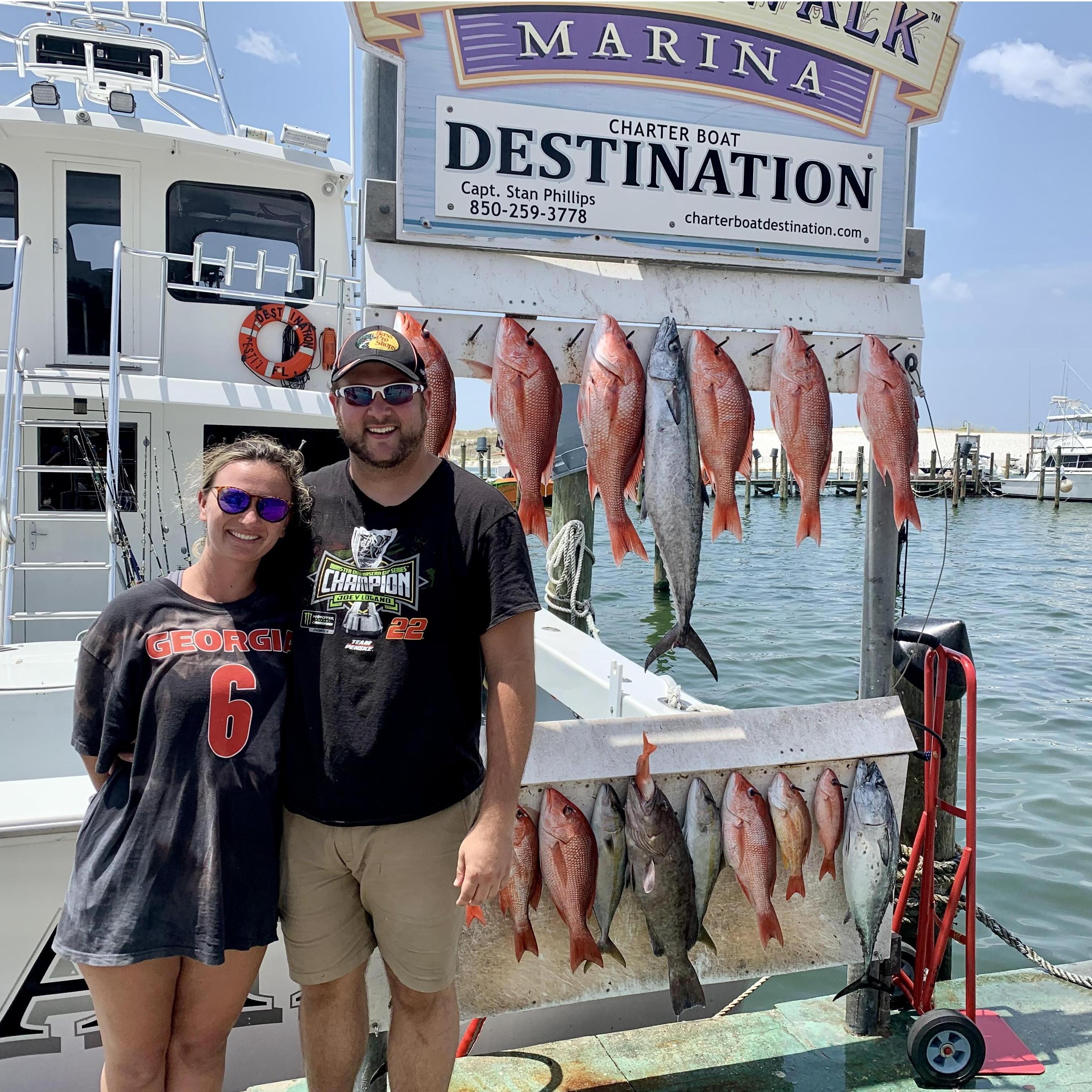 For 4th of July in 2019, we headed down to Destin to visit his Mom. His dad also spent the week in Destin & we spent one day going deep-sea fishing & ended up catching a bunch of fish.