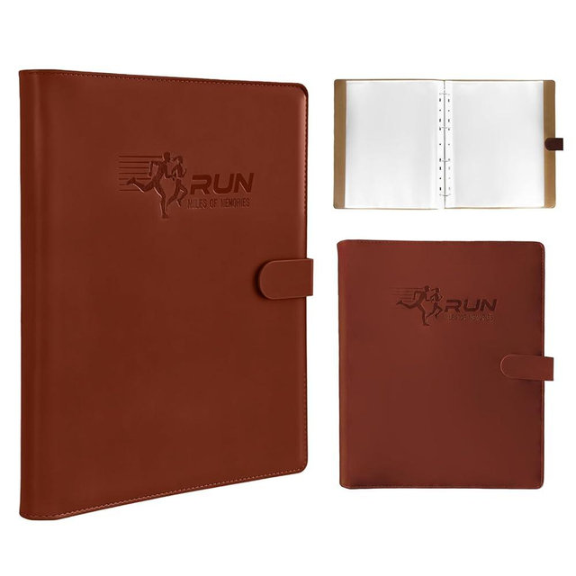 uuqouauo Race Bib Album Book with 40 Protective Sleeves, Runner's Bib Number Organizer, Brown PU Leather