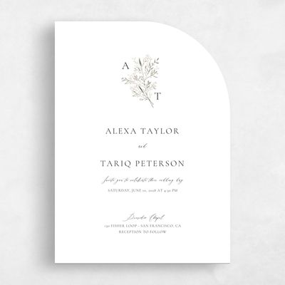 White Half arch Wedding Invitation - Sweetbay Classic