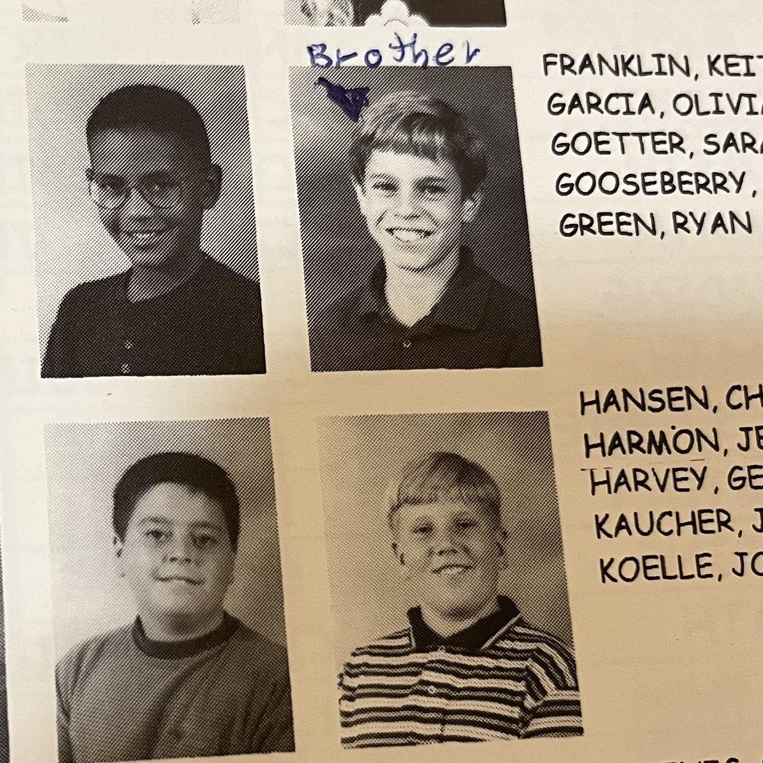 John & Ryan (Megan's brother) in the same 5th grade class. John is in the bottom left and Ryan is the top right.