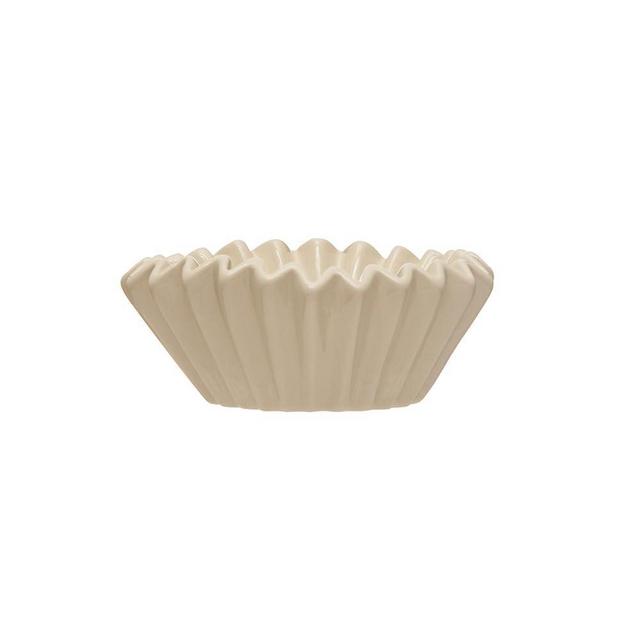 Creative Co-Op Fluted Stoneware, White Bowl