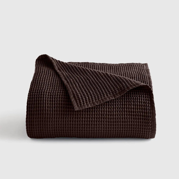 Organic Waffle Bed Blanket - Espresso, King/Cal King