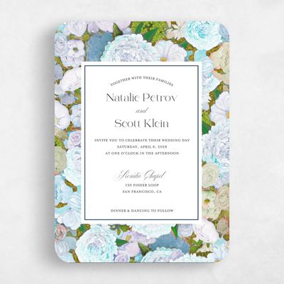 Blue Rounded Wedding Invitation - Horto Portrait