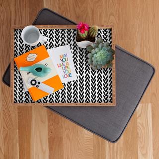 Bohemian Arrows Black Rectangular Tray