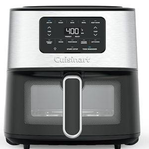 Cuisinart Air Fryer, 6-Quart Basket Large Fryer with 5 Cooking Functions to Roast, Bake, Broil, Air Fry and Keep Warm, 5 Airfryer Presets, Dishwasher-Safe Parts, AIR-200NAS, Stainless Steel & Black