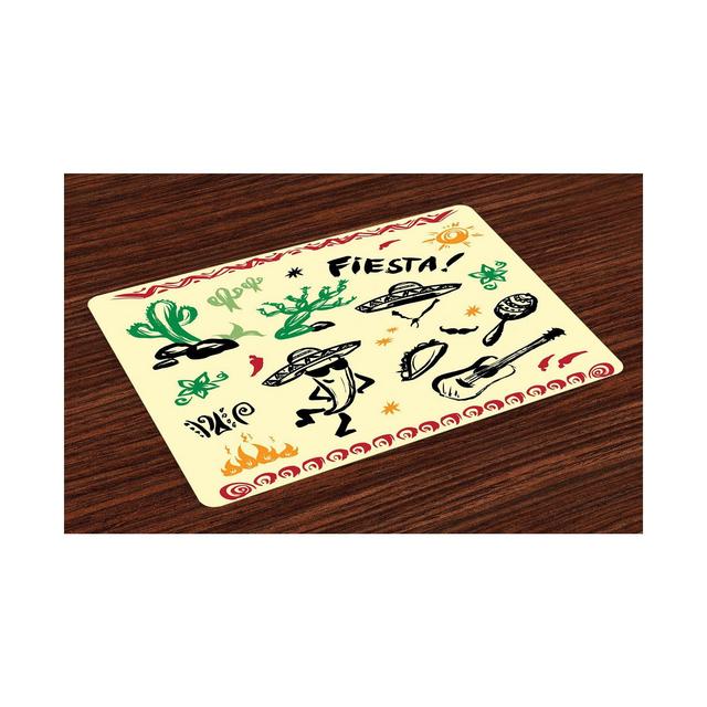 Ambesonne Mexican Place Mats, Set of 4