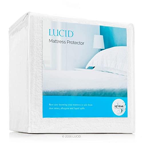 LUCID Premium Hypoallergenic 100% Waterproof Mattress Protector - Universal Fit, Cotton Terry Top, California King