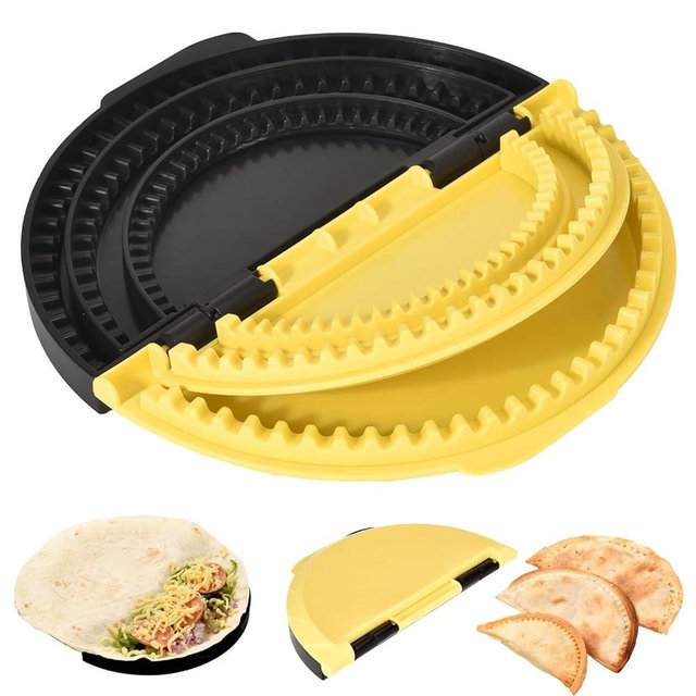 Large Wrap Tortilla Sealer,Tortilla crimper Maker for Burritos, Tacos, Quesadillas, Dumplings, Calzone, Sandwich, two separate parts & Adjustable 6"-8''-10" Dishwasher Safe