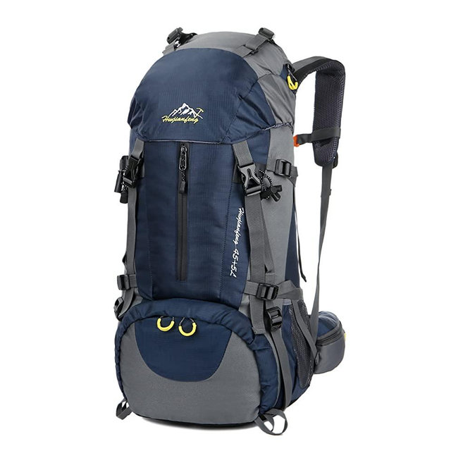WoneNice 50L(45+5) Waterproof Hiking Backpack - Outdoor Sport Daypack with Rain Cover (Dark Blue)