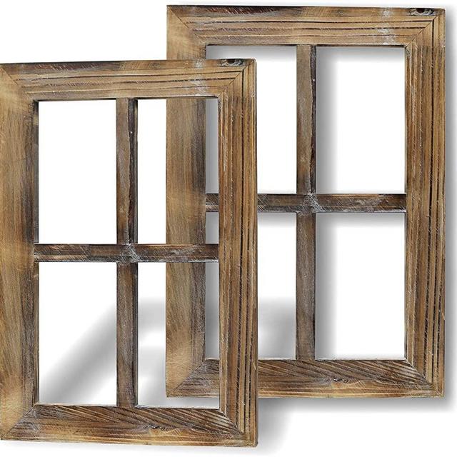 Greenco Wooden Rustic Mount Window Frames Vintage Country Farmhouse Wall Décor-Set of 2, 2 Count