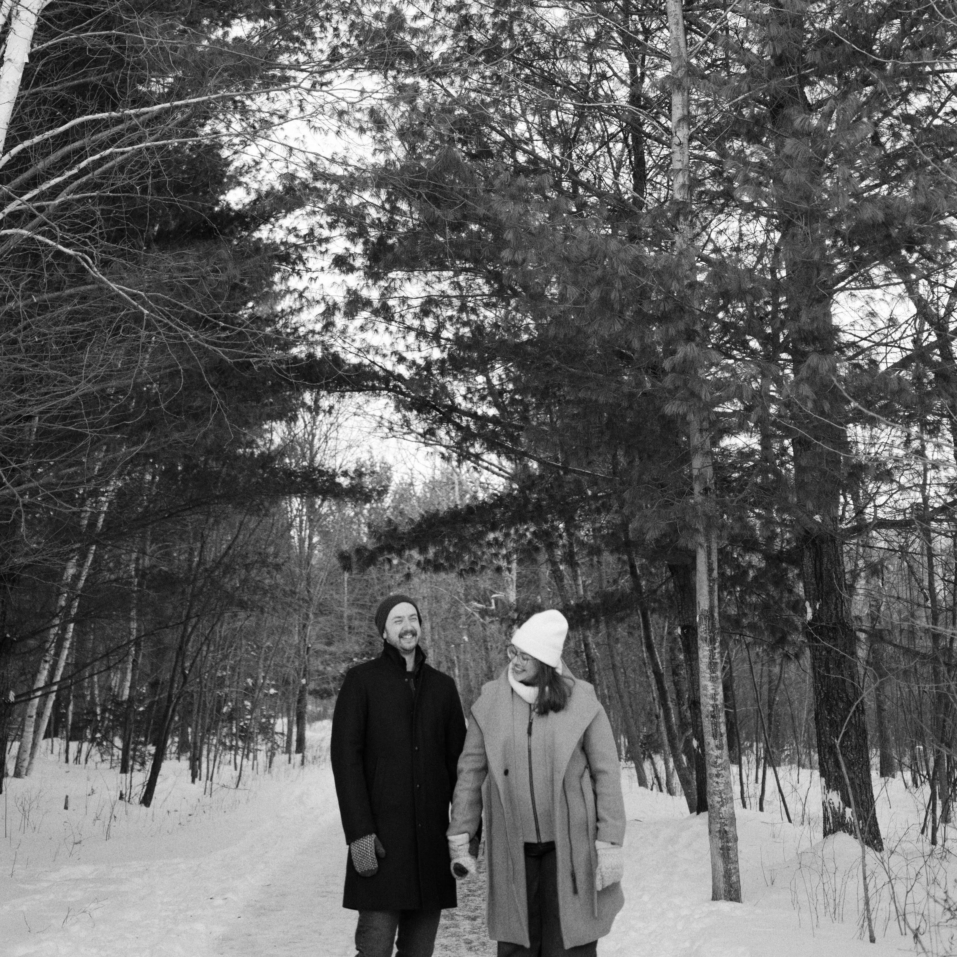 Winter engagement session at Gooseberry Falls State Park