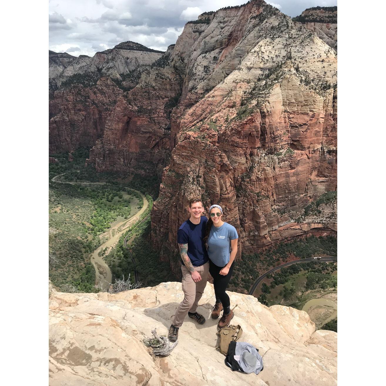 This photograph is from Angel's Landing in Zion National Park in May 2019, right after we said "I love you" to each other for the first time.