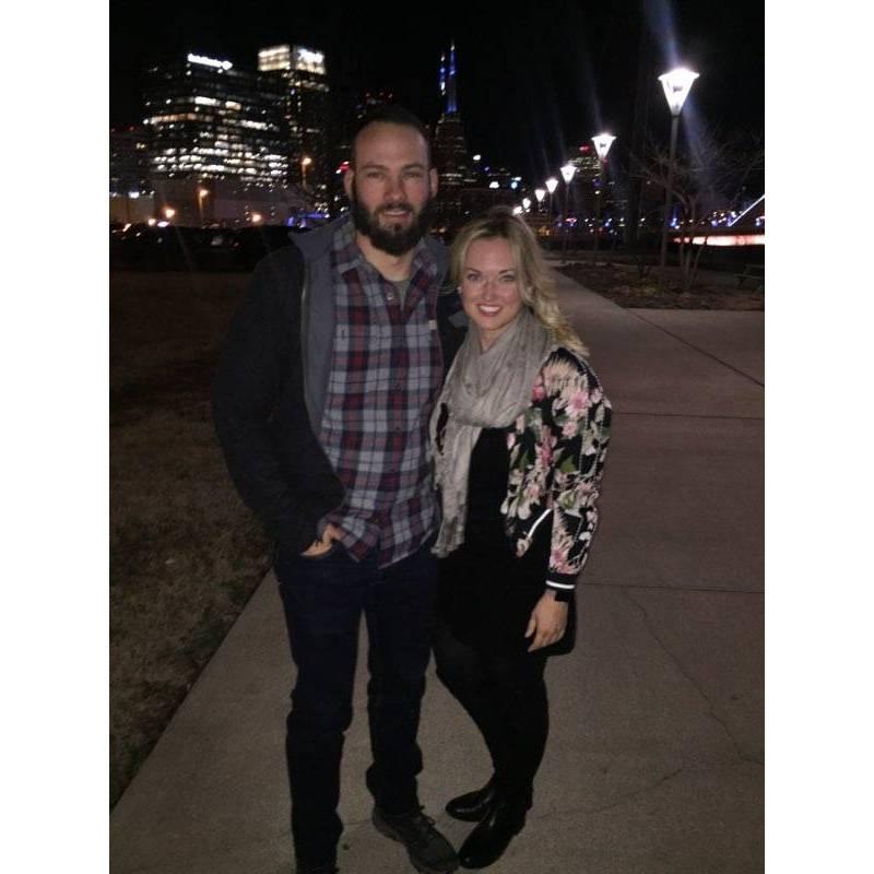 Our first photo together. This was years before we started dating! Sam and Becca visited Nashville and we all went out on the town.